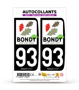 93 Bondy - Ville | Autocollant plaque immatriculation