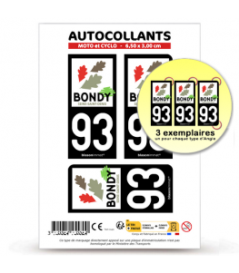 93 Bondy - Ville | Autocollant plaque immatriculation