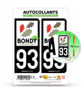 93 Bondy - Ville | Autocollant plaque immatriculation