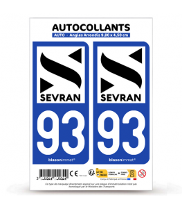 93 Sevran - Ville | Autocollant plaque immatriculation