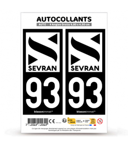 93 Sevran - Ville | Autocollant plaque immatriculation