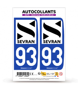 93 Sevran - Ville | Autocollant plaque immatriculation