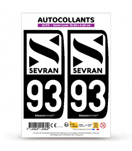 93 Sevran - Ville | Autocollant plaque immatriculation