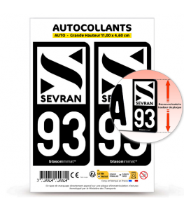 93 Sevran - Ville | Autocollant plaque immatriculation