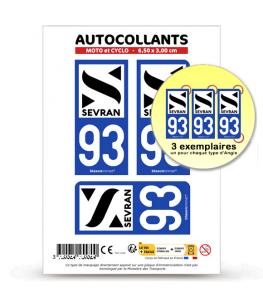 93 Sevran - Ville | Autocollant plaque immatriculation