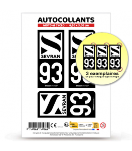 93 Sevran - Ville | Autocollant plaque immatriculation