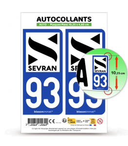 93 Sevran - Ville | Autocollant plaque immatriculation