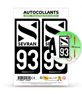 93 Sevran - Ville | Autocollant plaque immatriculation