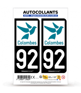 92 Colombes - Ville | Autocollant plaque immatriculation