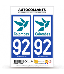 92 Colombes - Ville | Autocollant plaque immatriculation