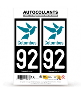 92 Colombes - Ville | Autocollant plaque immatriculation