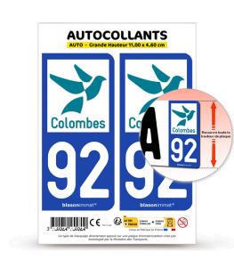 92 Colombes - Ville | Autocollant plaque immatriculation