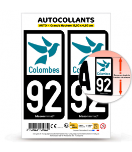 92 Colombes - Ville | Autocollant plaque immatriculation