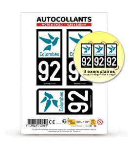 92 Colombes - Ville | Autocollant plaque immatriculation